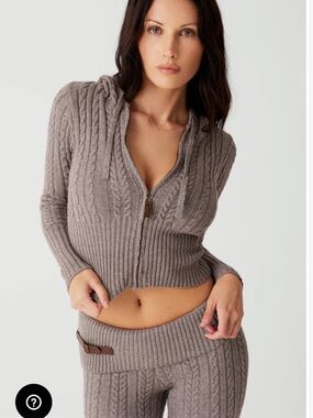 Frankie’s Bikinis Fleur Cable Cloud Knit Pant & Aimee Cable Hoodie